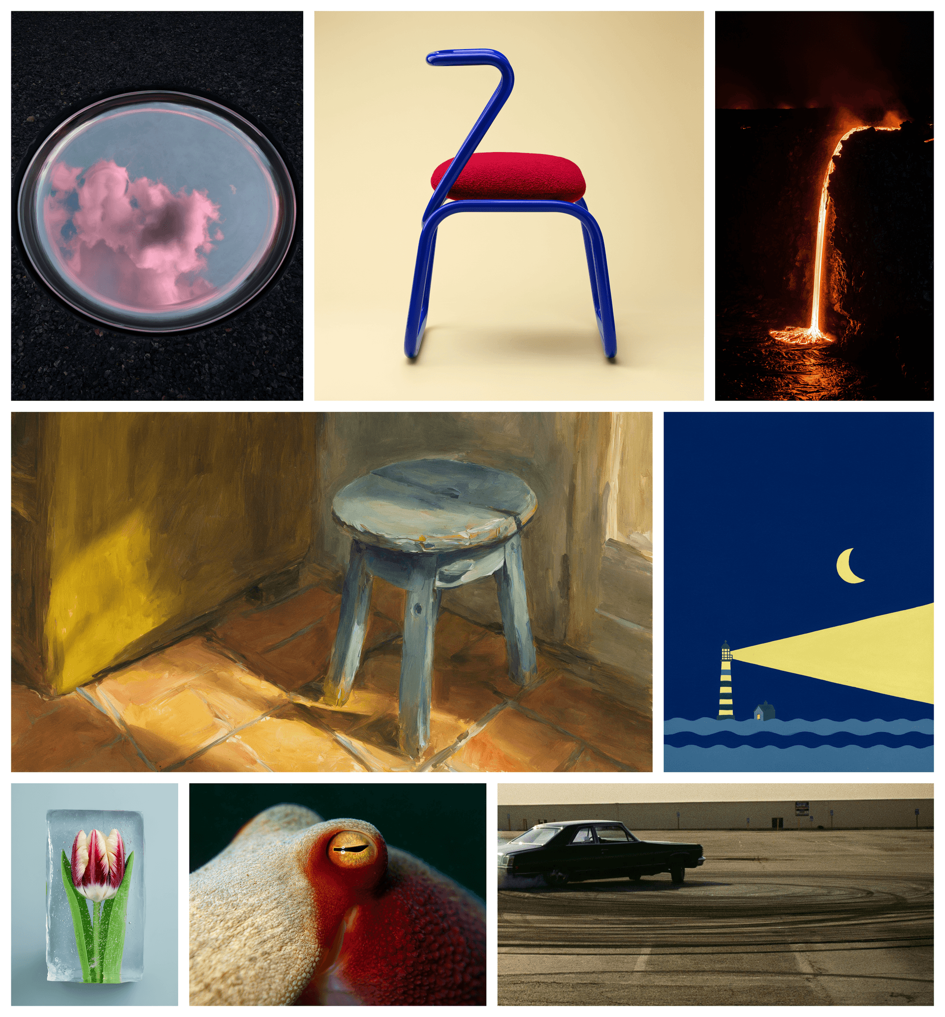Official FLUX 3 image samples showing varied visual styles and multilingual typography