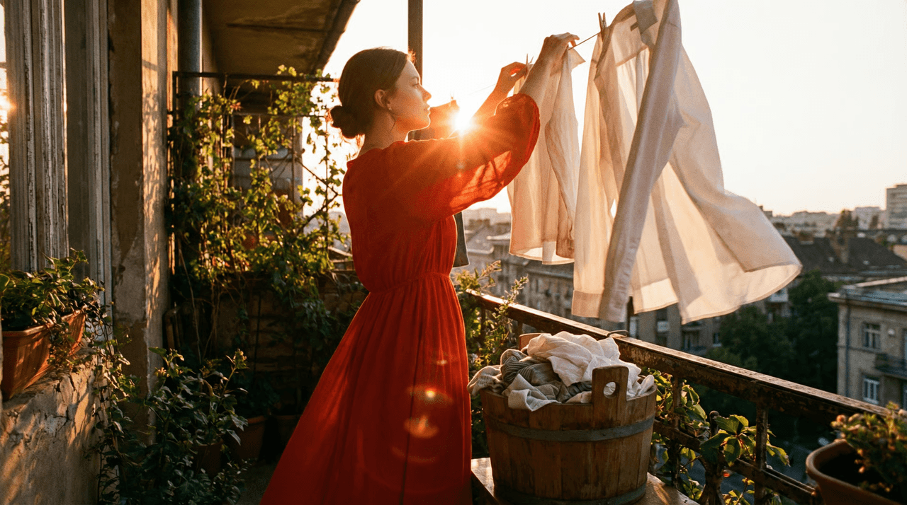 Seedance family reference image showing a laundry scene
